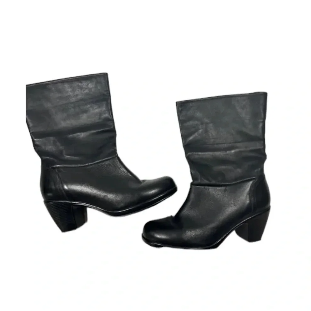 Dansko Shirley Platform Adjustable Cuff Boots Womens Size 37 Black